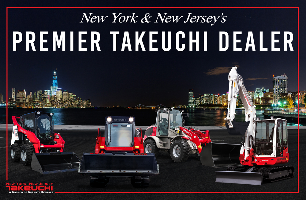 Takeuchi machines against NY NJ backdrop