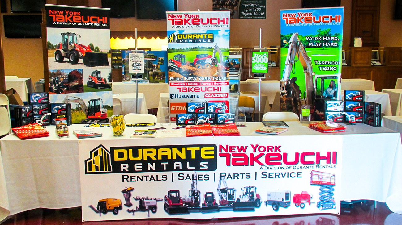 Durante Rentals table booth at NYSTLA tradeshow