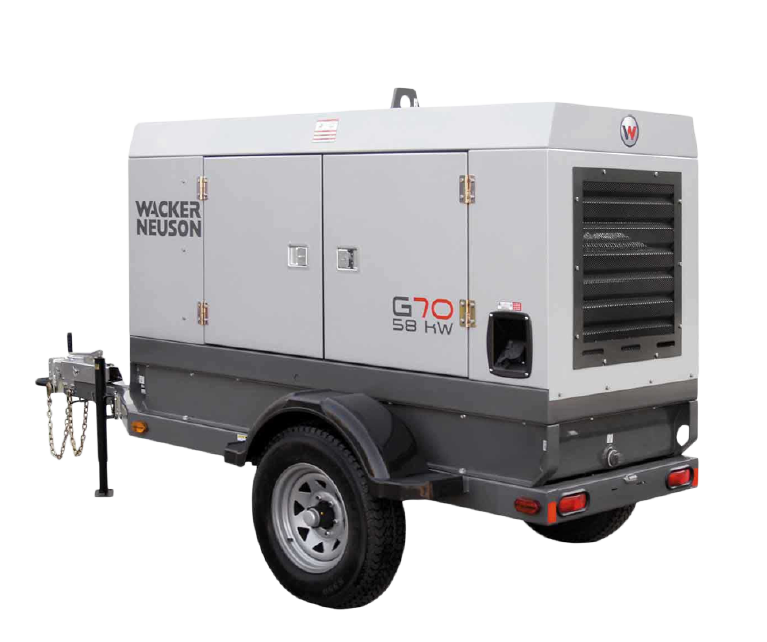 Wacker Neuson G70 58kW generator genset on trailer
