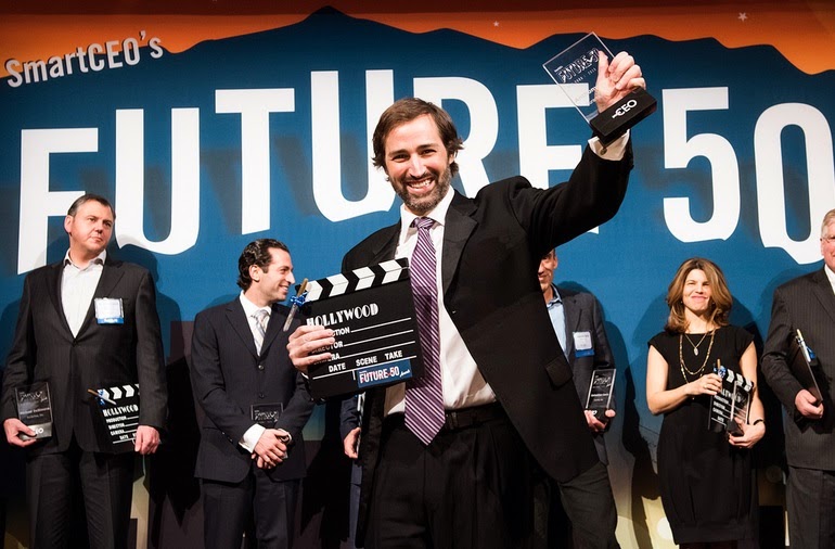 Anthony Durante accepting award at SmartCEO's Future 50
