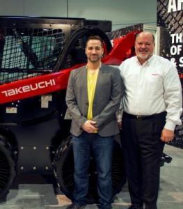 Anthony Durante with Clay Eubanks in front of Takeuchi skid steer